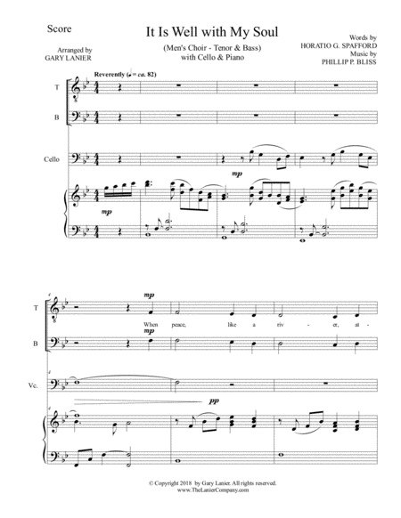 It Is Well With My Soul Mens Choir Tenor Bass With Cello Piano Page 2