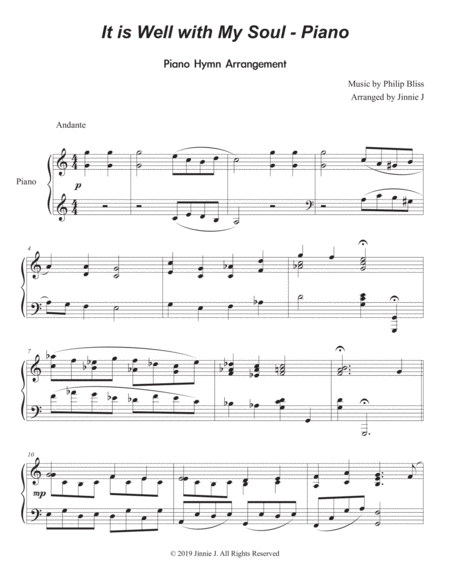 It Is Well With My Soul Piano Hymn Arrangement Page 2