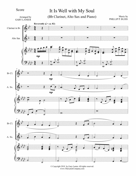 It Is Well With My Soul Trio Bb Clarinet Alto Sax With Piano Instrumental Parts Included Page 2