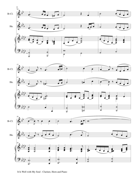 It Is Well With My Soul Trio Bb Clarinet Horn Piano With Score And Parts Page 2