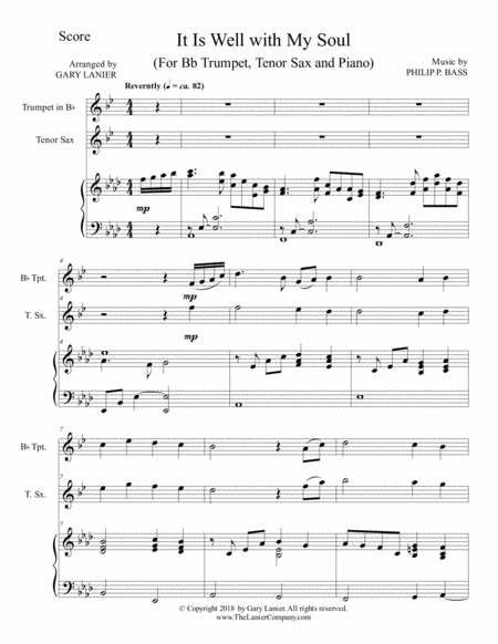 It Is Well With My Soul Trio Bb Trumpet Tenor Sax With Piano Parts Included Page 2