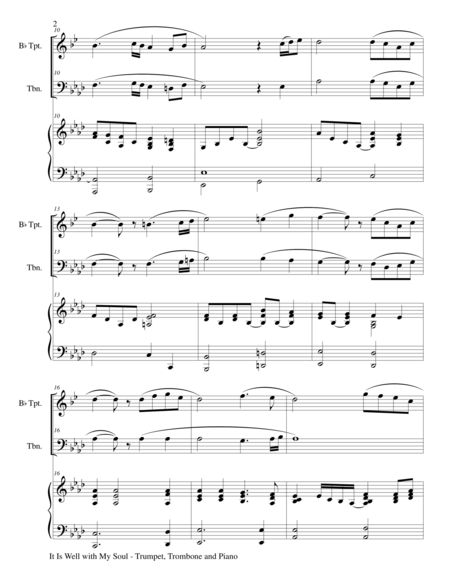 It Is Well With My Soul Trio Bb Trumpet Trombone And Piano With Score And Parts Page 2