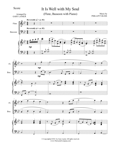 It Is Well With My Soul Trio Flute Bassoon With Piano Instrumental Parts Included Page 2