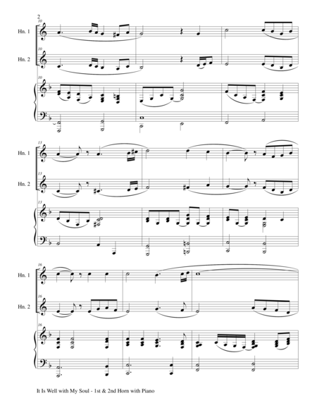 It Is Well With My Soul Trio French Horn 1 2 And Piano With Score And Parts Page 2