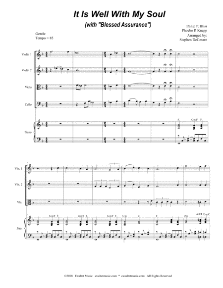 It Is Well With My Soul With Blessed Assurance For String Quartet Piano Page 2