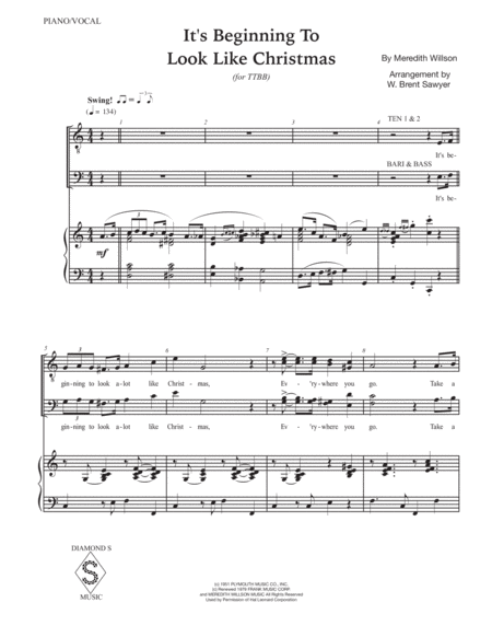 Its Beginning To Look Like Christmas Vocal Ttbb And Piano Page 2