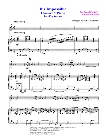 Its Impossible Somos Novios For Clarinet And Piano With Improvisation Video Page 2