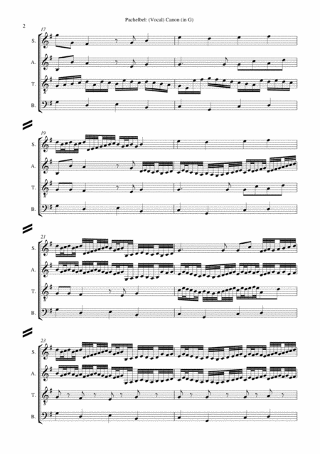 J Pachelbel Vocal Canon In G For Satb Choir A Cap Page 2