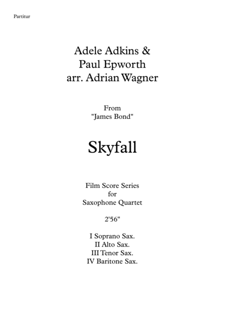 James Bond Skyfall Saxophone Quartet Satb Arr Adrian Wagner Page 2