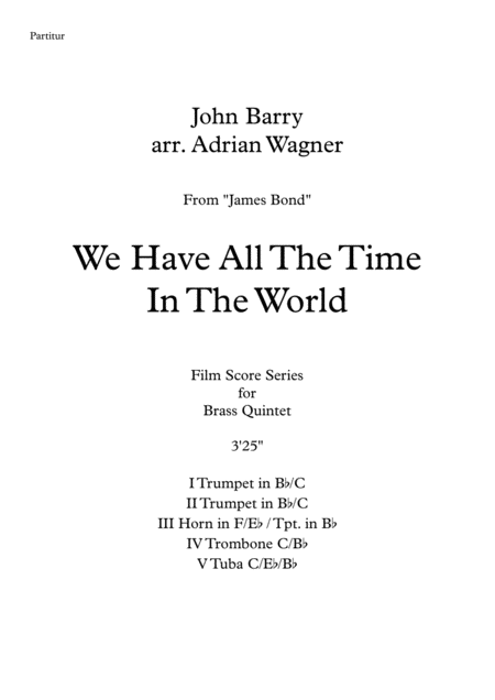 James Bond We Have All The Time In The World John Barry Brass Quintet Arr Adrian Wagner Page 2