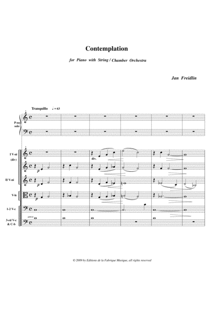 Jan Freidlin Centemplation For Piano And String Orchestra Score Only Page 2