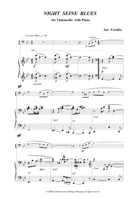 Jan Freidlin Night Seine Blues For Violoncello And Piano Page 2