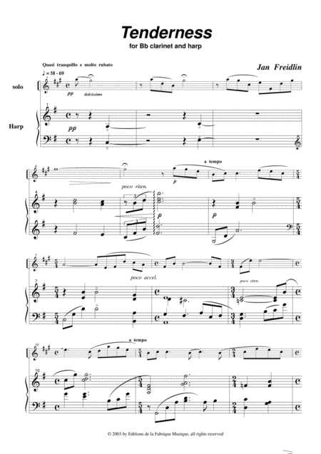 Jan Freidlin Tenderness For Bb Clarinet And Harp Page 2