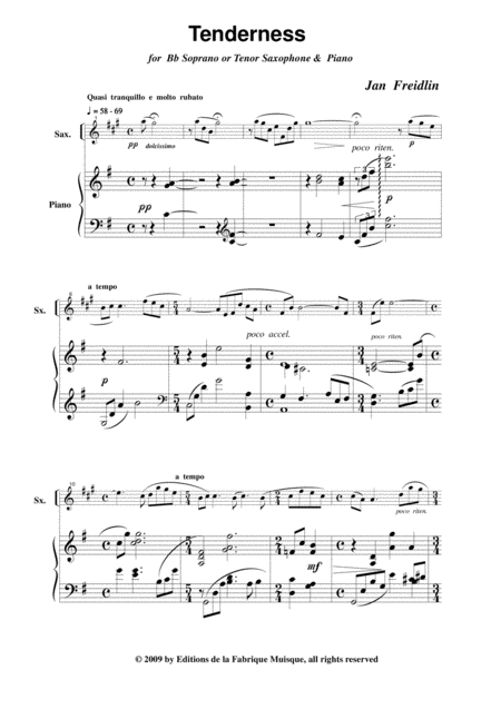 Jan Freidlin Tenderness For Bb Soprano Or Tenor Saxohone And Piano Page 2