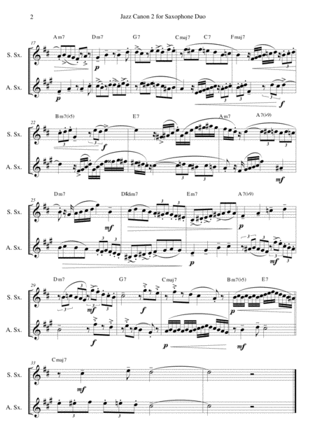 Jazz Canon 2 For Saxophone Duo Page 2