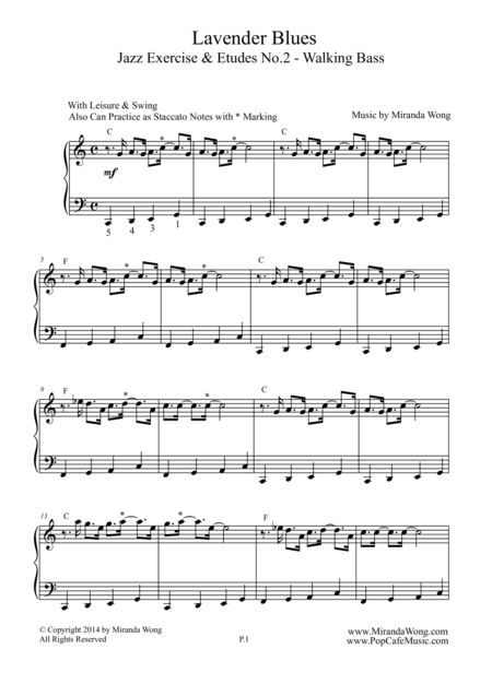 Jazz Exercises Etudes No 2 Lavender Blues For Piano Solo Easy Swing Page 2