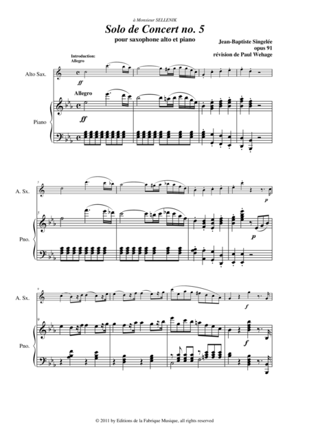 Jean Baptiste Singele Solo De Concert No 5 Opus 91 Pour Saxophone Alto Et Piano Page 2