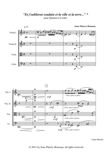 Jean Thierry Boisseau Et J Oublierai Sondain Et La Ville Et La Terre For String Quartet Page 2