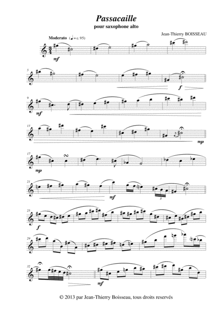 Jean Thierry Boisseau Passacaille For Solo Alto Saxophone Page 2