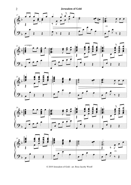 Jerusalem Of Gold Piano Solo Page 2