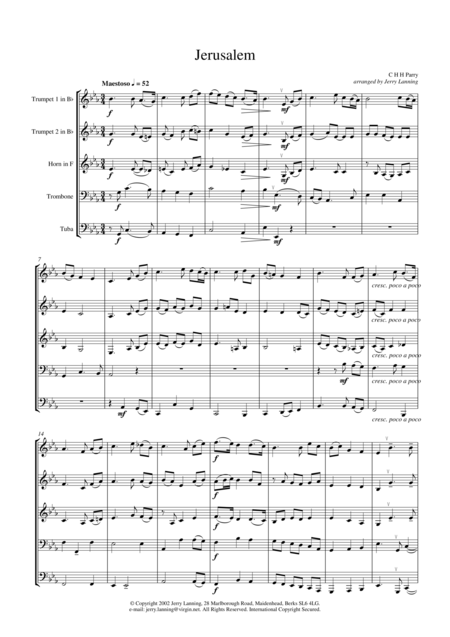 Jerusalem Parry For Brass Quintet Page 2