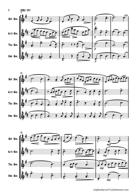 Jesu Joy Of Mans Desire From Cantata Bwv147 By Js Bach For Saxophone Quartet Page 2