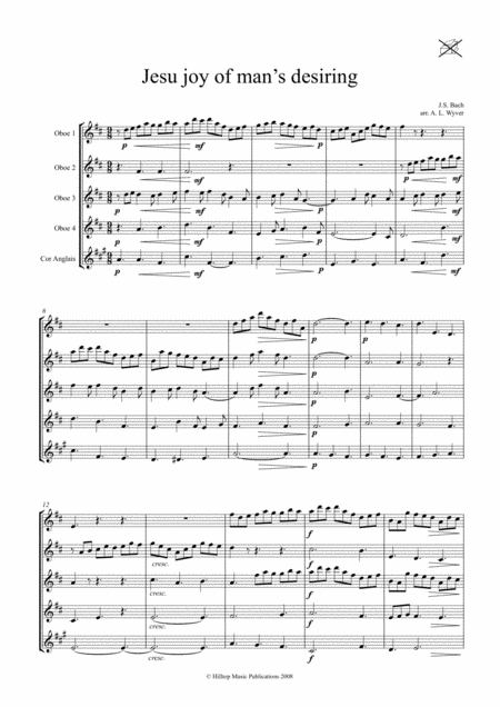 Jesu Joy Of Mans Desiring Arr Four Oboes And Cor Anglais Page 2