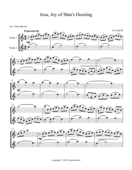 Jesu Joy Of Mans Desiring Arranged For Violin Duet Page 2