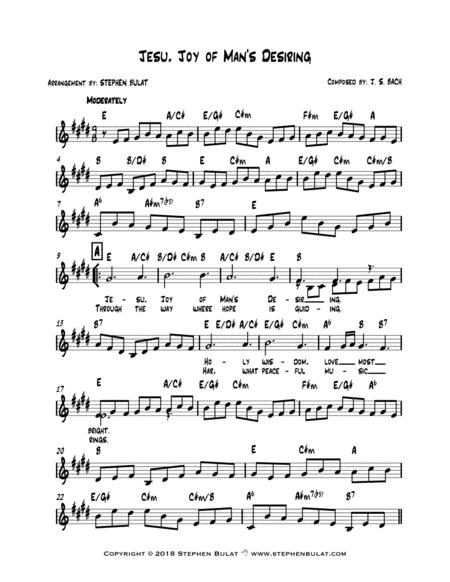 Jesu Joy Of Mans Desiring Bach Lead Sheet Key Of E Page 2