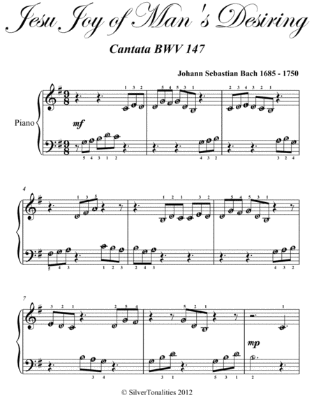 Jesu Joy Of Mans Desiring Beginner Piano Sheet Music Page 2