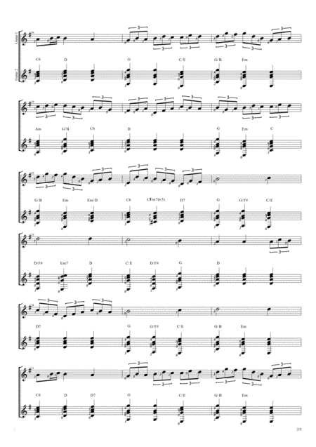 Jesu Joy Of Mans Desiring Duet Guitar Score Page 2