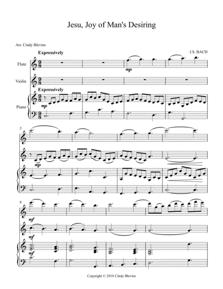 Jesu Joy Of Mans Desiring For Piano Flute And Violin Page 2