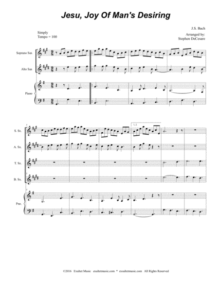 Jesu Joy Of Mans Desiring For Saxophone Quartet Page 2