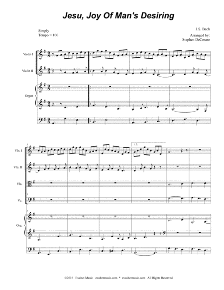 Jesu Joy Of Mans Desiring For String Quartet And Organ Page 2