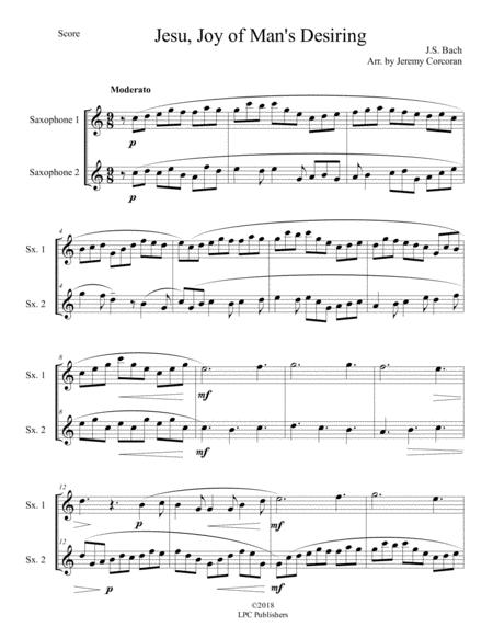 Jesu Joy Of Mans Desiring For Two Saxophones Page 2