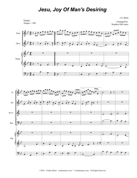 Jesu Joy Of Mans Desiring For Woodwind Quartet And Organ Page 2