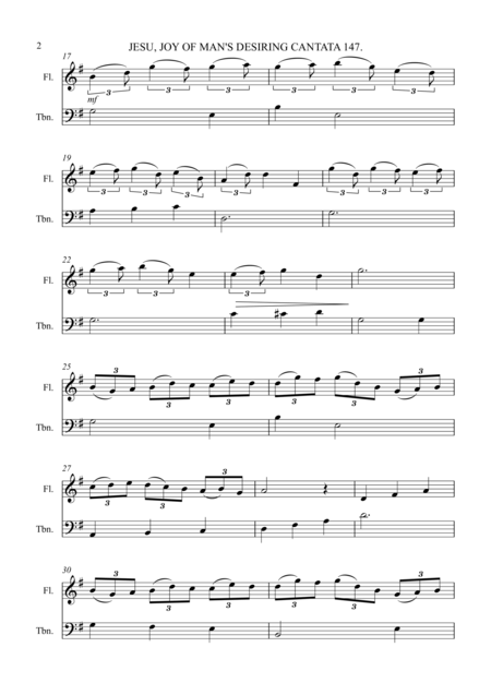 Jesu Joy Of Mans Desiring From Cantata No 147 Flute Trombone Duet Page 2