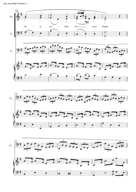 Jesu Joy Of Mans Desiring Sab Choir Cello Keyboard Processional Version Page 2