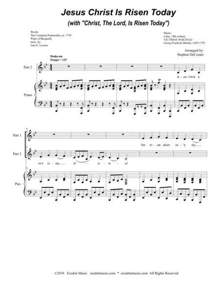 Jesus Christ Is Risen Today With Christ The Lord Is Risen Today For 2 Part Choir Page 2