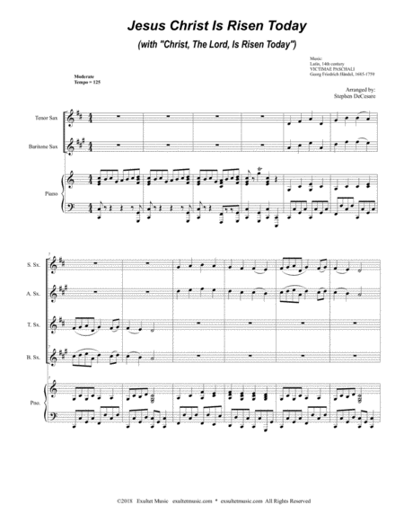 Jesus Christ Is Risen Today With Christ The Lord Is Risen Today For Saxophone Quartet Page 2
