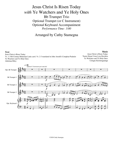 Jesus Christ Is Risen Today With Ye Watchers And Ye Holy Ones Bb Trumpet Trio Or Quartet Page 2