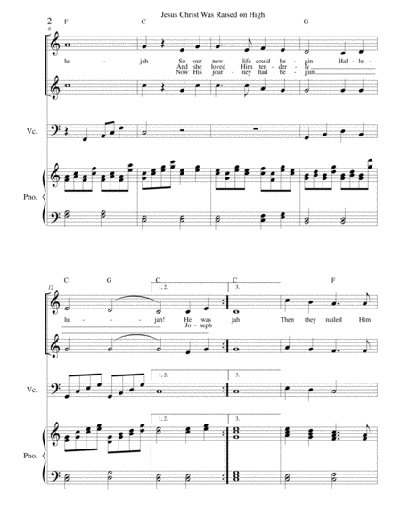 Jesus Christ Was Raised On High Cello Vocal Duet And Piano Page 2