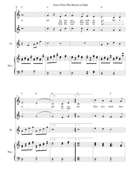 Jesus Christ Was Raised On High Flute Vocal Duet And Piano Page 2