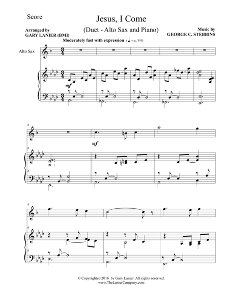 Jesus I Come Duet Alto Sax Piano With Parts Page 2