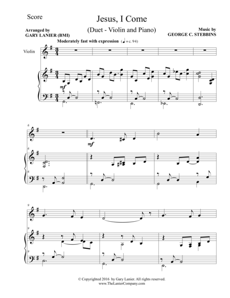 Jesus I Come Duet Violin Piano With Parts Page 2