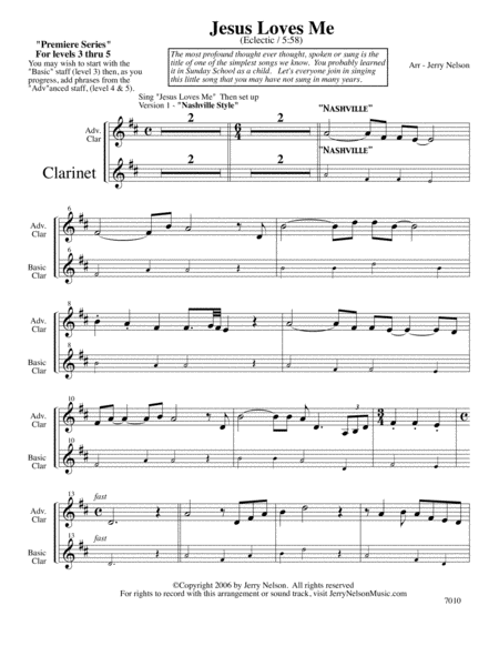 Jesus Loves Me Arrangements Level 3 5 For Clarinet Written Acc Hymn Page 2