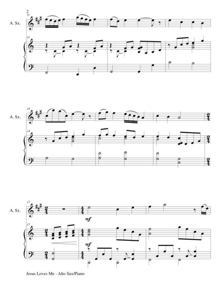 Jesus Loves Me Duet Alto Sax And Piano Score And Parts Page 2