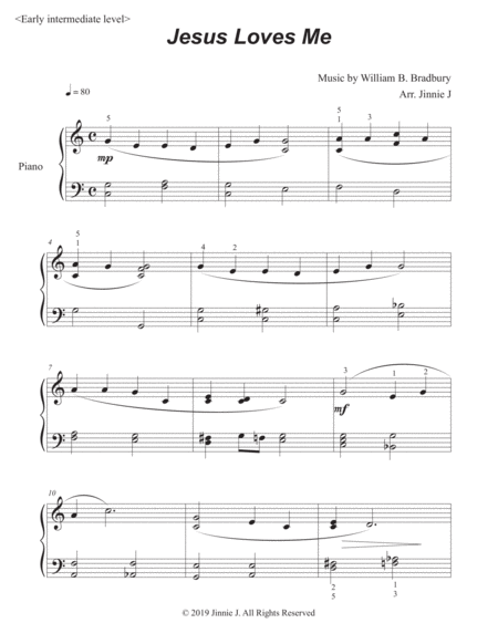 Jesus Loves Me For Piano Early Intermediate Level Page 2