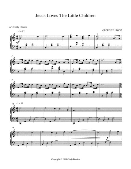 Jesus Loves The Little Children Arranged For Piano Solo Page 2
