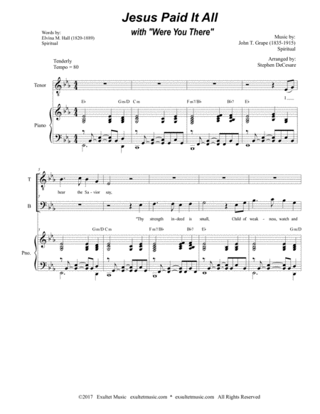 Jesus Paid It All With Were You There Duet For Tenor And Bass Solo Page 2